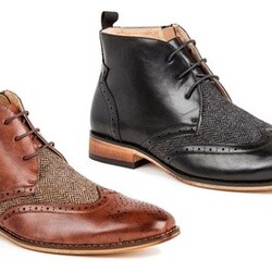 Gino Vitale Men's Wingtip Brogue Herringbone Dress Boots