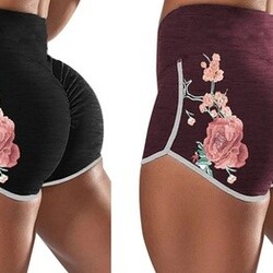 Women's Flower Print Hip Fitness Casual Shorts Yoga Pants