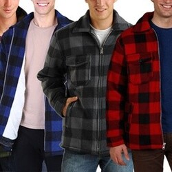 Maxxsel Men's Buffalo Plaid Sherpa-Lined Fleece Zipper Jacket (S-5XL & LT-3XLT)