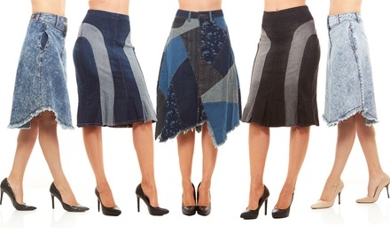 Red Jeans Women's Midi Denim Skirt