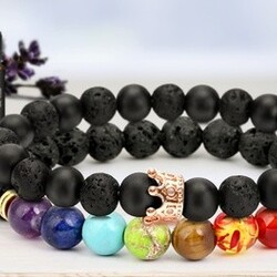 Lava Stone Chakra Diffuser Bracelet (2-Pk.) w/ Optional Essential Oils